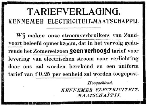 Advertentie Zandvoortsche Courant 1910. 
